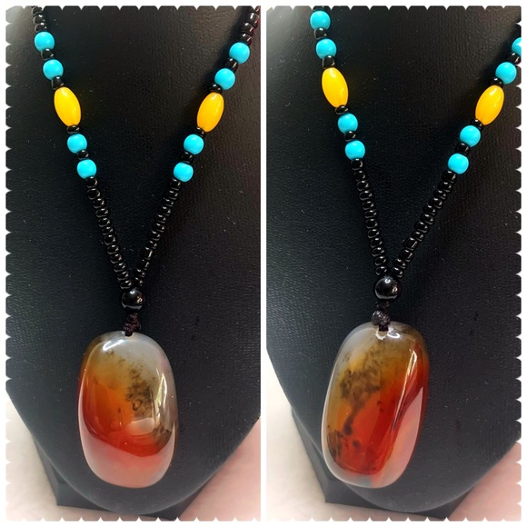 Natural Montana Agate Pendant Stones Necklace - Picture 1 of 6